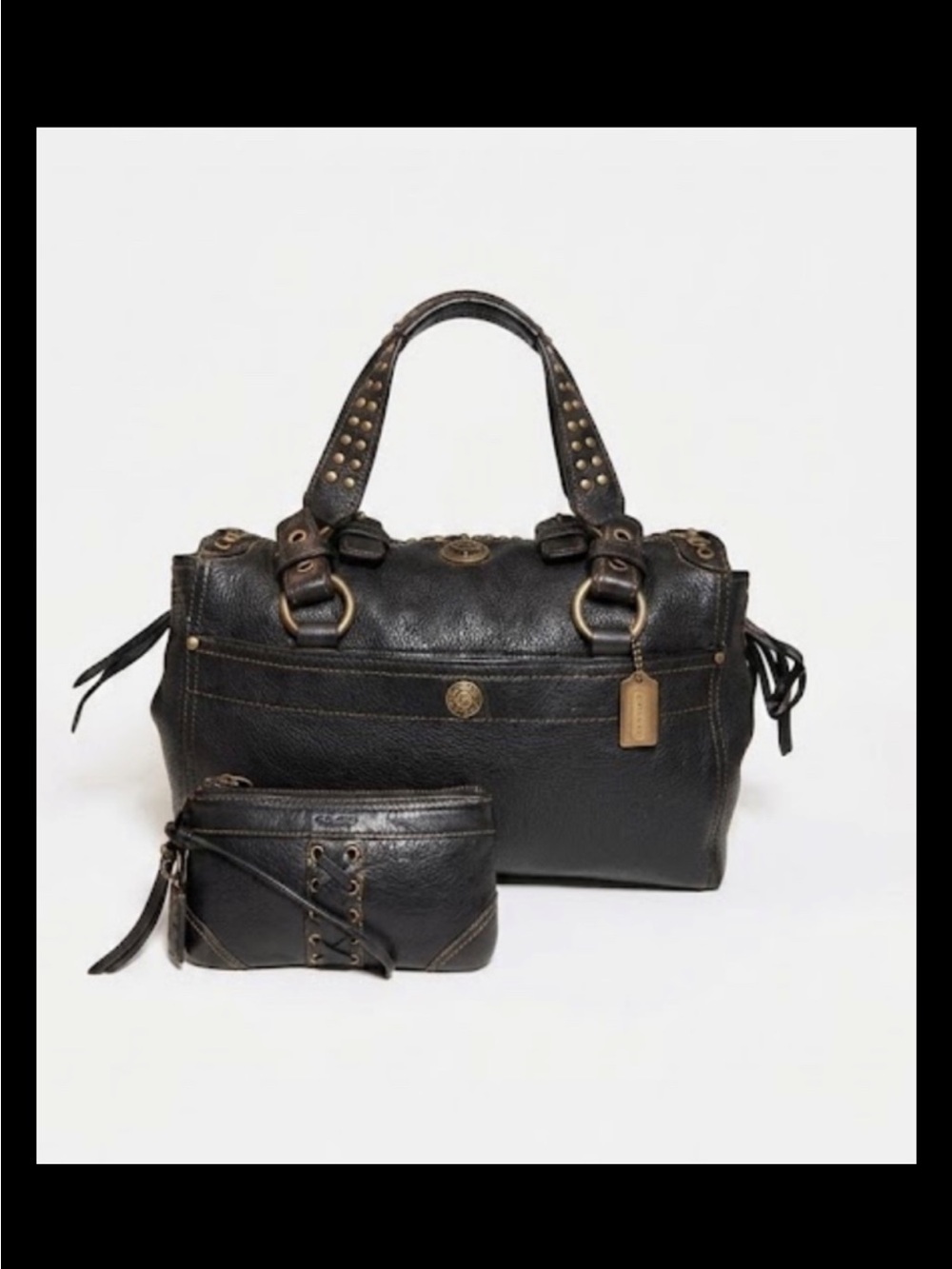 Coach Chelsea Abbey Lace Black Leather Satchel/Wristlet Set, 2007 Style: #10972